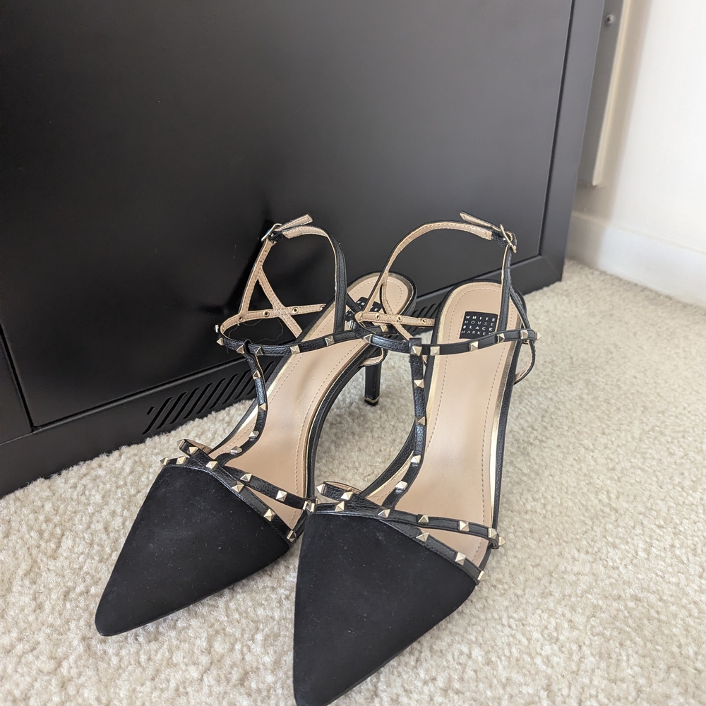 White House Black Market Black Studded Heels Size 11